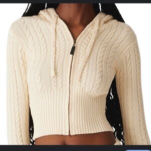 Frankie's Bikinis Cream Cable Knit Zip Cardigan small NWT